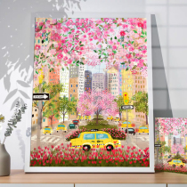 Galison Wooden Puzzle Spring Day Street 1000 Pieces Adult Healing Ensemble Send Girls Decorative Gifts Decompression 500