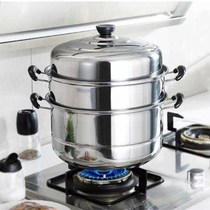 Stainless steel steamer one or two three layers thick steamer soup pot large steamer induction cooker gas pot 16-32cm