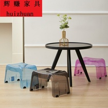 Transparent plastic bathroom small stool children adult household multifunctional small bench square stool round stool Crystal stool low stool