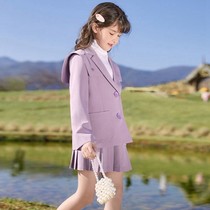 Girl blazer Foreign suit 2021 spring and autumn childrens blazer jk skirt college style two-piece set