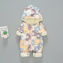 Baby clothes Spring and autumn 0-3 full moon 2 one-piece clothes with thin velvet climbing clothes Harvest spring men and women baby spring out of the clothes