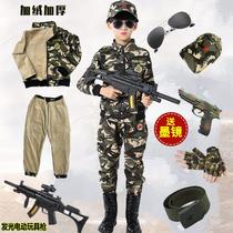 Childrens camouflage uniforms plus velvet suits boys cotton costumes Warriors special forces police uniforms military training childrens costumes