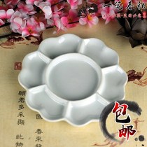3-8 inch plum ceramic palette gouache acrylic pigment palette watercolor Chinese painting palette