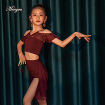 New daughters child spring and summer Latin dance suit training performance to be served with split flying sleeves Latin performance