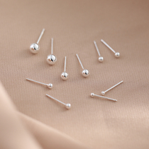 High purity 999 pure silver earbuds Ears Hole Foot Silver Ear Bone Nail Mini Round Pearl Silver Beans male and female student earrings