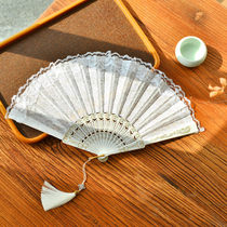 Republic Of The Republic Wind Sensation Lace Fan Retro Chinese Folding Fan Woman Style Carry-on fan Handmaid Qipao Dance Walk Show