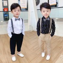 Childrens suit handsome British boy dress wedding suit plus velvet birthday flower girl piano performance autumn and winter