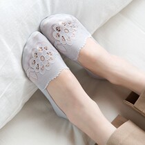 Lace Invisible Socks Female Non-slip Stockings Socks Single Shoes Thin spring autumn Non-fall heel Short Sox Summer breathable shallow cotton socks