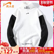 Noble Bird half turtleneck sweater mens winter thick knit sweater autumn winter warm fashion base shirt clothes