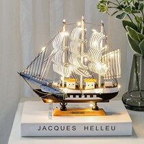 Wooden handicraft diy sailing model ornaments with lights wooden craft boat smooth sailing male graduate day