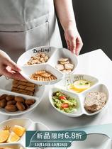Split fat reduction quantitative plate multi-grid ceramic tableware Japanese breakfast plate three-grid plate