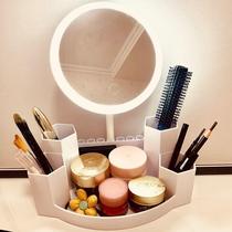 Cosmetic mirror storage box integrated with lamp rechargeable table mirror LED light dressing mirror beauty rack complementary light mirror