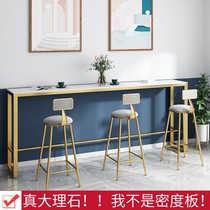 Nordic small apartment window marble bar table modern light luxury Rock board long table commercial high-end table and chair