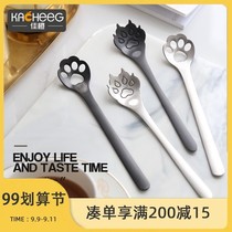 Meow ~ cat claw spoon 304 stainless steel creative spoon Japanese shaking sound cute net red dessert flower coffee mixing spoon