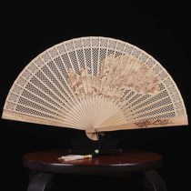 Chinese style handmade small women's fragrant wood fan sandalwood fan sandalwood fan antique folding fan hollow classical women's fan carry
