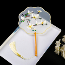 Ancient Wind Embroidery Peony Group Fan Bifacial Palace Fan Round Fan Dance Chinese Wind Classical Female Style Hanfu Dancing Fan