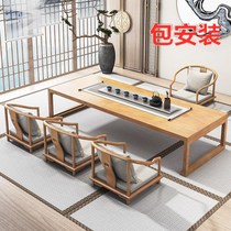 Bag Mount Day Type Solid Wood Tea Table And Chairs Combined Tatami Pit Table Balcony Tea Table Sat Table Tea Room Strip Zen