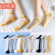 Socks Children Short Socks Summer Breathable Fiberglass Boat Socks Cute Nets Red Socks Women Short Cylinders Thin Ice Silk Stockings Spring Autumn