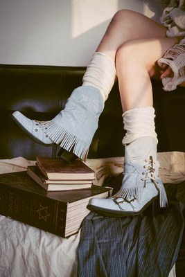 taobao agent Book the star of the star denim boots to make the old black original waste soil wind thick heel Y2K retro denimonial short boots