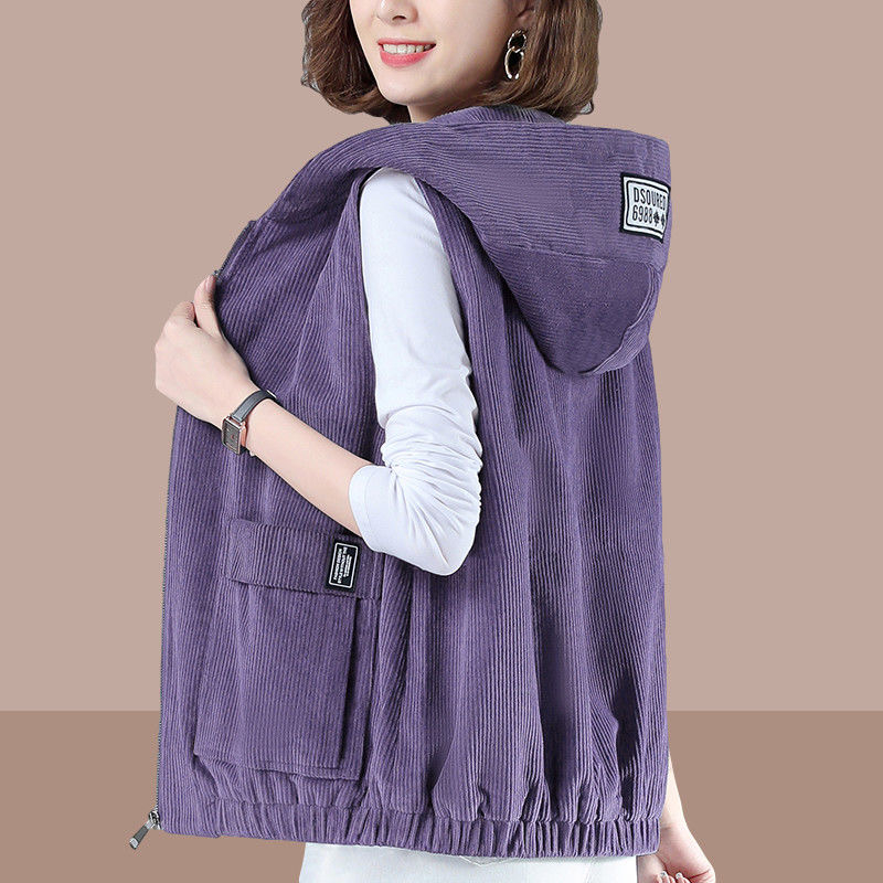 Clearing Warehouse Special Offer for Losing Money Middle aged Mom Large Corduroy Vest Female Spring and Autumn Leisure Loose Outerwear Vest