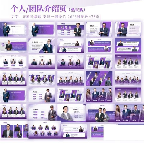 个人介绍人物介绍团队介绍页排版职场PPT模板素材