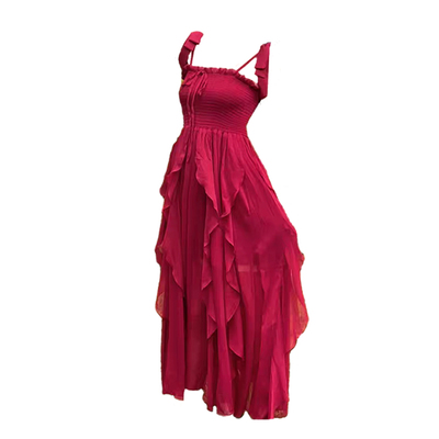 taobao agent Fitted brace, red summer dress, long skirt, for girls, suitable for teen