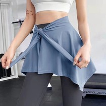 Wrap skirt straps a skirt to cover the buttocks to be thin and anti-glare yoga fitness sports short skirt dance outer skirt
