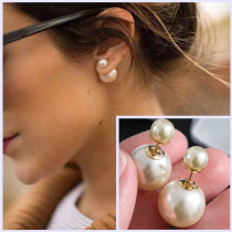 D Home Nails Female Pearl Front And Back Size Bay Beads Silver Pin Classic earrings High-level Sweet Temperament CD Earrings