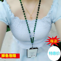 Mobile phone universal lanyard hanging neck Messenger across the chain pearl crystal mobile phone shell lanyard long strap can be carried on the shoulder