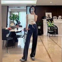 2023 New lulu with throwback yoga straight pants high waist pumping broad legs pants