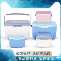 Show the refrigerator with small refrigerator ice bucket and assess the refrigerator at night