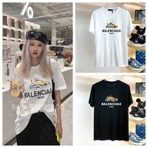 B - alenciaga Bar - Rich 2023 men and women print round collar T - shirt