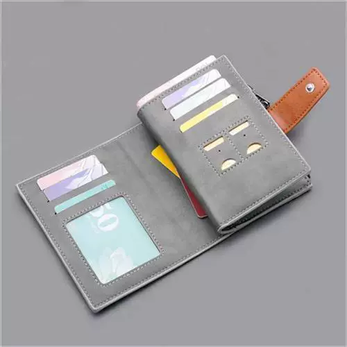 Мужской кошелек холст и кожаная кожаная/синяя/черная короткая мужчина