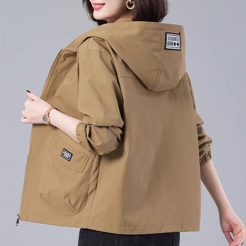 Foreign trade brand export women's clothing clearance tail goods casual loose hooded mother's short coat slimming long sleeved jacket