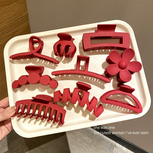 Красный аксессуар для волос, заколка для волос, заколка-крабик, демисезонная акула, шпильки для волос, популярно в интернете