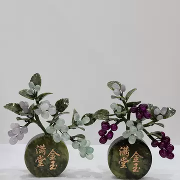 天然玉石雕刻葡萄树摆件-天然玉石雕刻葡萄树摆件促销价格、天然玉石