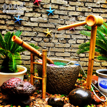  Jinglu Japanese garden Stone trough cylinder pot basin Circulating water decoration Landscaping Bamboo water device Bird-scaring device Monk capital