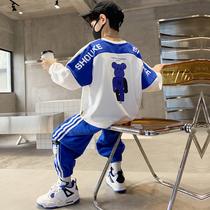 Boy Clothing Boy Spring Autumn Clothing Suit 2022 New Handsome Kids Clothes Spring Sports Ocean Korean version of the wave