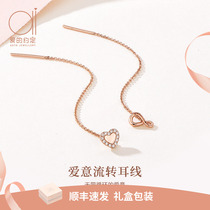 Loving Ear Line Girls 18k Color Gold Earrings Long with rose gold earrings Earthen Pendant to Gift Girlfriend Gift