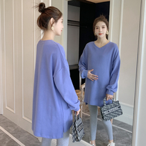Pregnant women spring suit fashion 2022 tide hot mom personality long coat spring and autumn two-piece dress