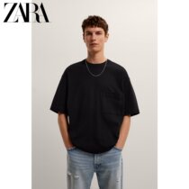 ZARA autumn new mens loose cotton pocket short sleeve T-shirt 04087452800