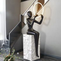 Welcome character sculpture Floor lamp Abstract humanoid Home exhibition hall Sales department Hotel soft art large ornaments