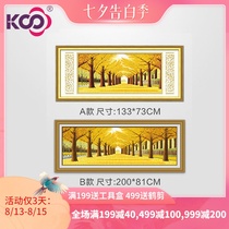 KS cross stitch 2021 new living room large 2 meters European style landscape full of yellow Jinshan water painting gold full of gold