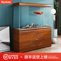 eyckee Aike cylinder without pipe fittings ultra-white glass filter living room aquarium goldfish aquarium against the wall