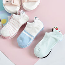Socks Children Summer new thin section Deodorant Korean Version Short Silo Socks Day Ensemble Cute Cartoon Net Red Pure Color Student Socks