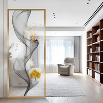 Tempered simple art glass living room screen entry into the porch Nordic light luxury dry and wet area partition painting abstract painting