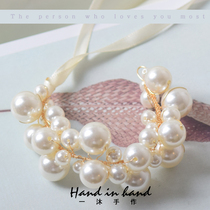 ins handmade high-end bridal wrist flower Beautiful highlight pearl wedding gift hand flower European Baroque bracelet