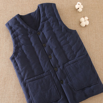 Pure cotton handmade waistcoat men thick warm vest in autumn and winter wear vest middle-aged and elderly cotton waistcoat in winter