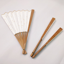 Antique bamboo blank fan Rice paper folding fan one side sprinkled gold custom inscription 7 8 9 10 11 12 inches