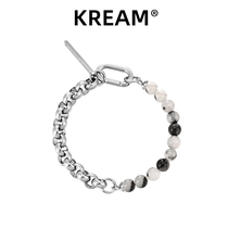 KREAM original titanium steel ring buckle spell natural brunette crystal bracelet male hip hop lesbian section